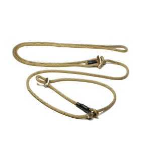 Beige Hundeleine zum umhängen mit Zugbegrenzung