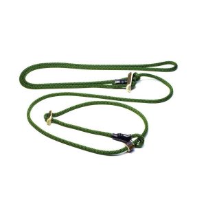 Grüne Hundeleine zum umhängen mit Zugbegrenzung