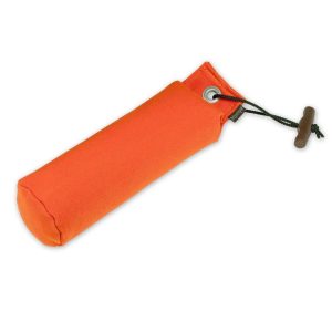 Ein orangener Futterdummybeutel