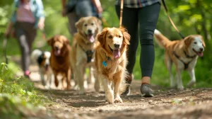 Sozialwalk für Hunde in Kaiserslautern – Gruppenspaziergang mit mehreren Hunden und ihren Besitzern in der Natur